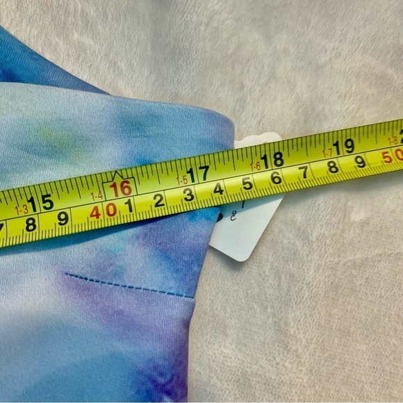 NWT Mini Dress Large by Artist Velia Lala Blues Purples Greens Keyhole Stretchy - Picture 14 of 16